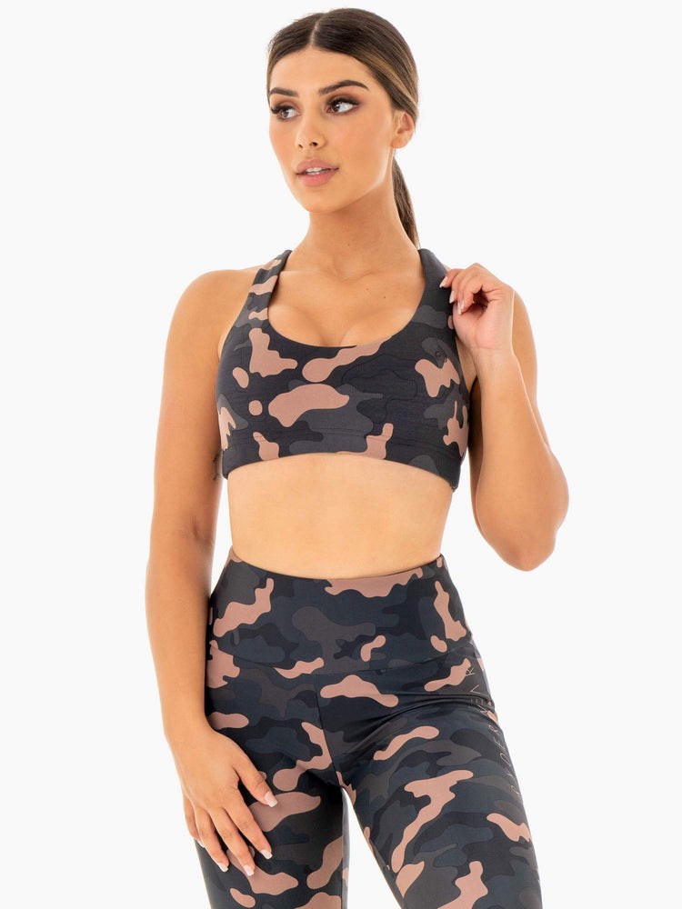 Ryderwear Camo Sports Bra Różowe Camo | AVCSTM276