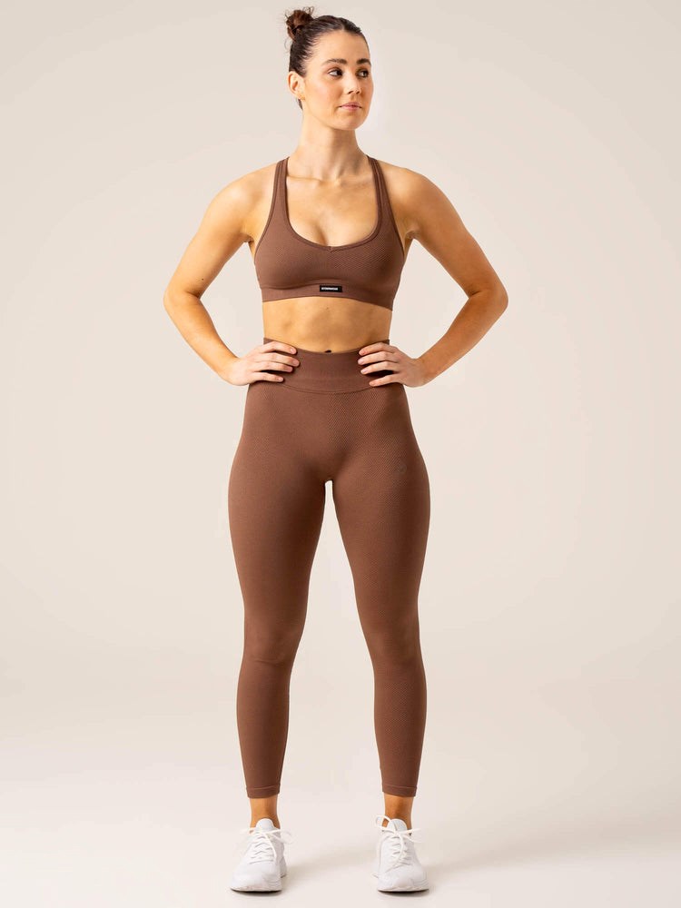 Ryderwear Circuit Rib Seamless High Waisted Leggings Czekolada | HRGYSF068