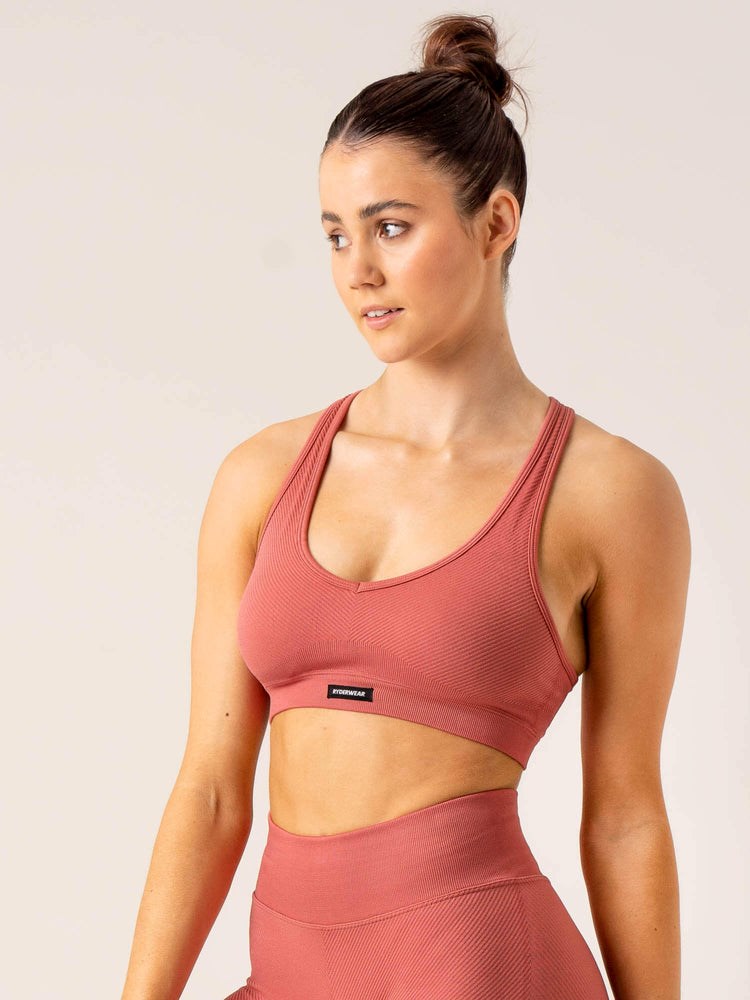 Ryderwear Circuit Rib Seamless Sports Bra Czerwone | SLOBEN418