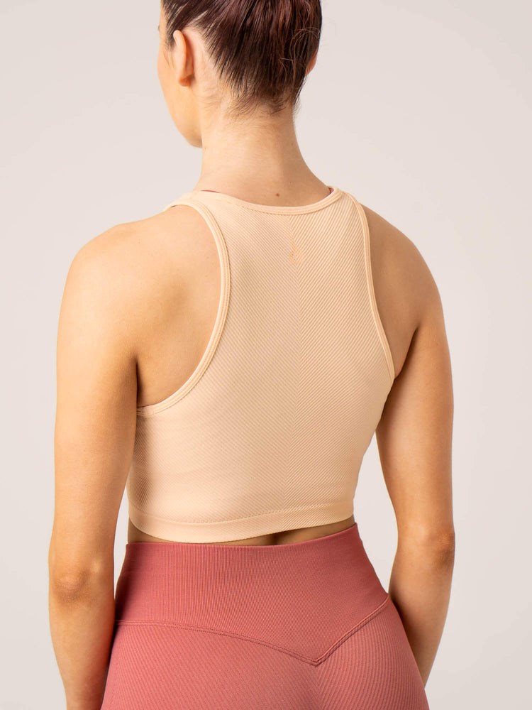 Ryderwear Circuit Rib Seamless Tank Peach Sorbet | LWZSGT527