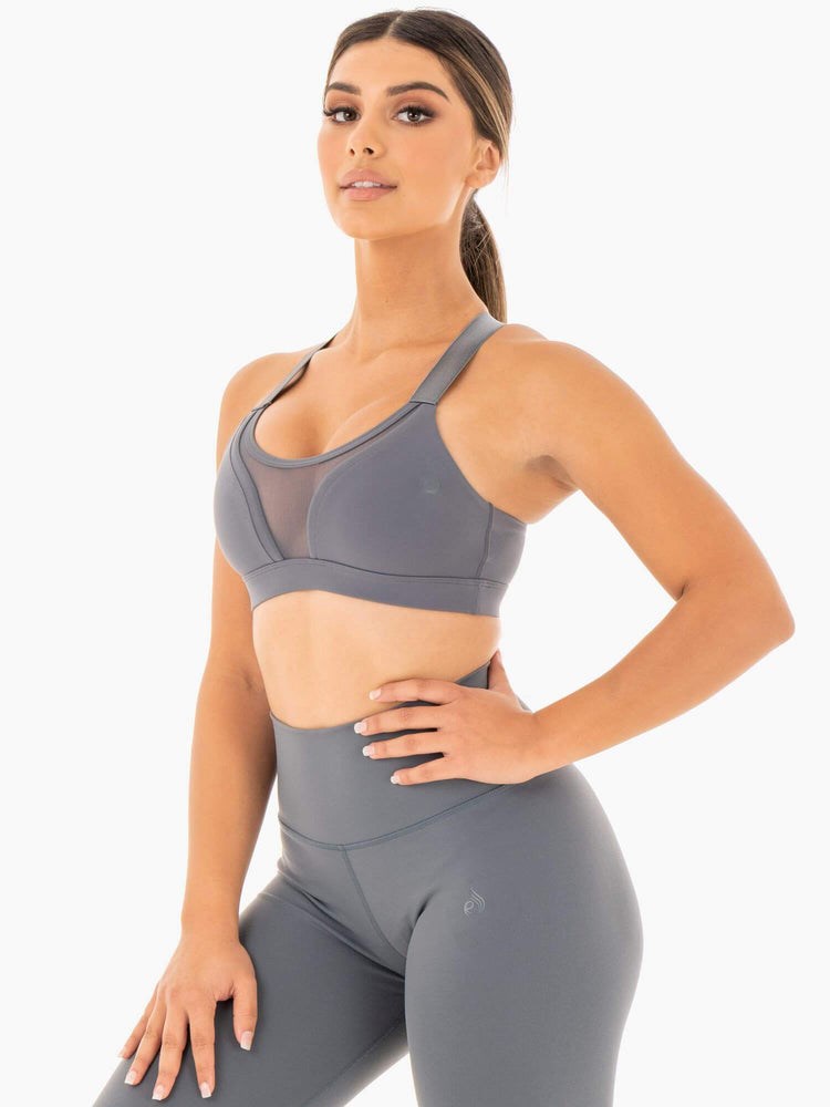 Ryderwear Collide Mesh Contour Sports Bra Charcoal | NXUWTP098