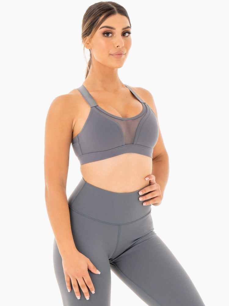 Ryderwear Collide Mesh Contour Sports Bra Charcoal | NXUWTP098