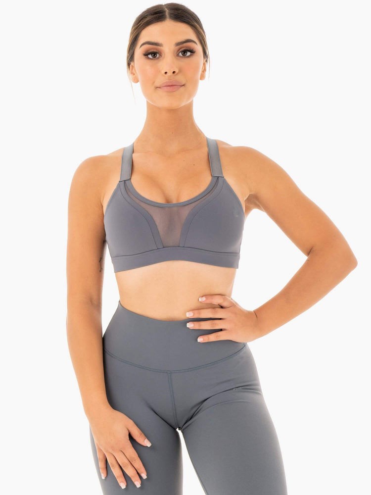 Ryderwear Collide Mesh Contour Sports Bra Charcoal | NXUWTP098