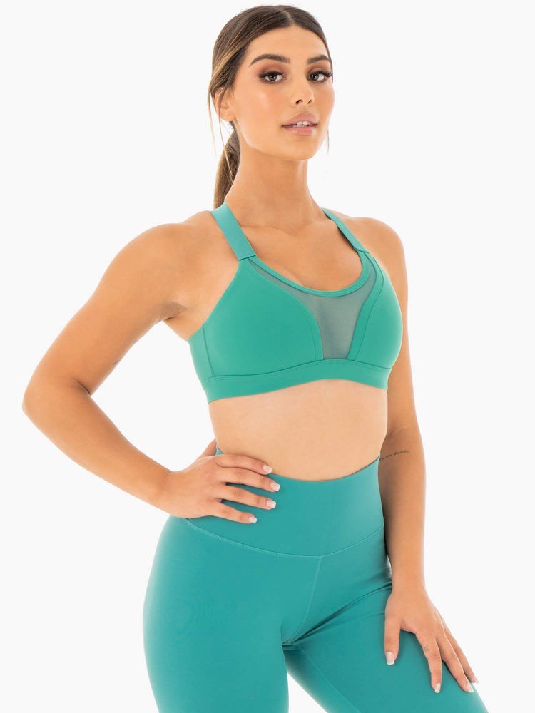 Ryderwear Collide Mesh Contour Sports Bra Turkusowe | YRPWVX510