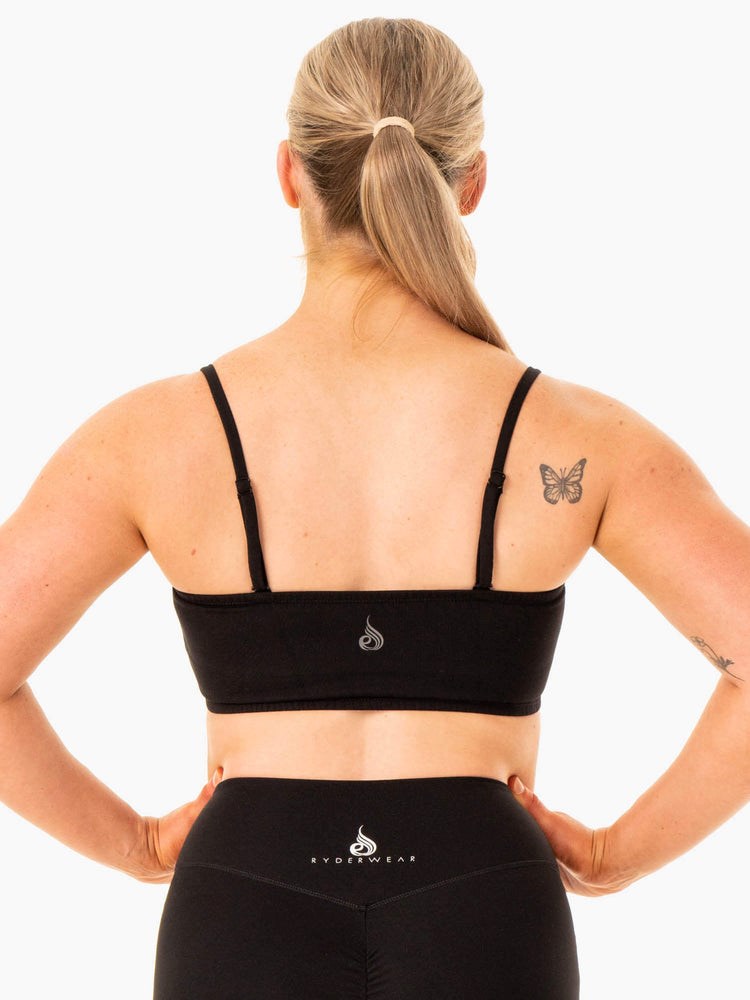 Ryderwear Convertible Bandeau Sports Bra Czarne | BZEDTO607