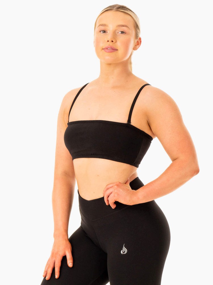 Ryderwear Convertible Bandeau Sports Bra Czarne | BZEDTO607