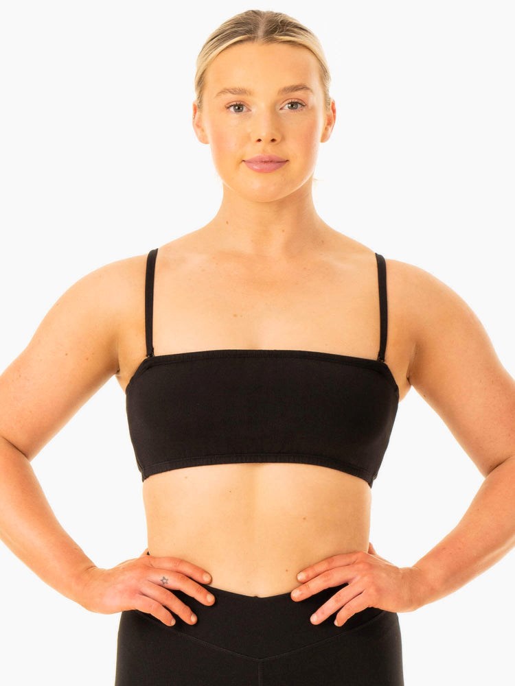 Ryderwear Convertible Bandeau Sports Bra Czarne | BZEDTO607