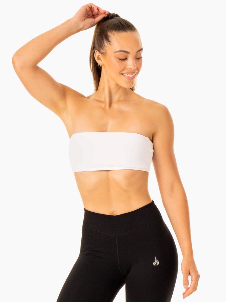 Ryderwear Convertible Bandeau Sports Bra Białe | OUSEIJ674