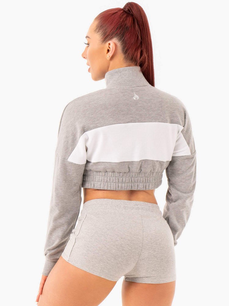 Ryderwear Cropped Track Jumper Szare | DZWUFY835