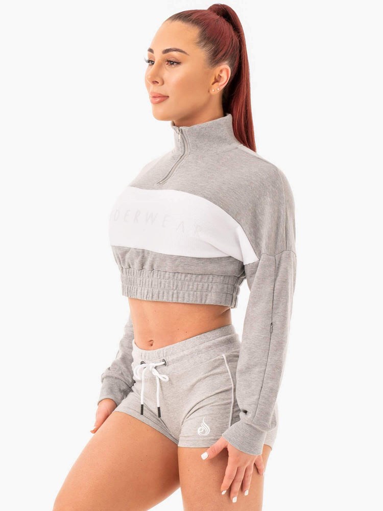 Ryderwear Cropped Track Jumper Szare | DZWUFY835