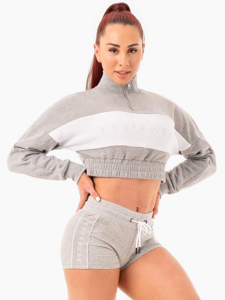 Ryderwear Cropped Track Jumper Szare | DZWUFY835