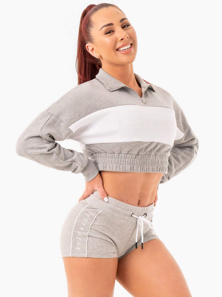 Ryderwear Cropped Track Jumper Szare | DZWUFY835