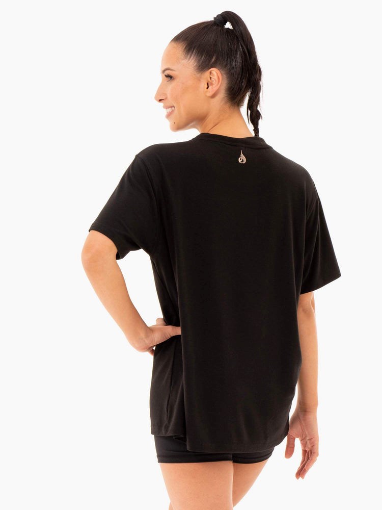 Ryderwear Define Long Line T-Shirt Czarne | OTLMRU513