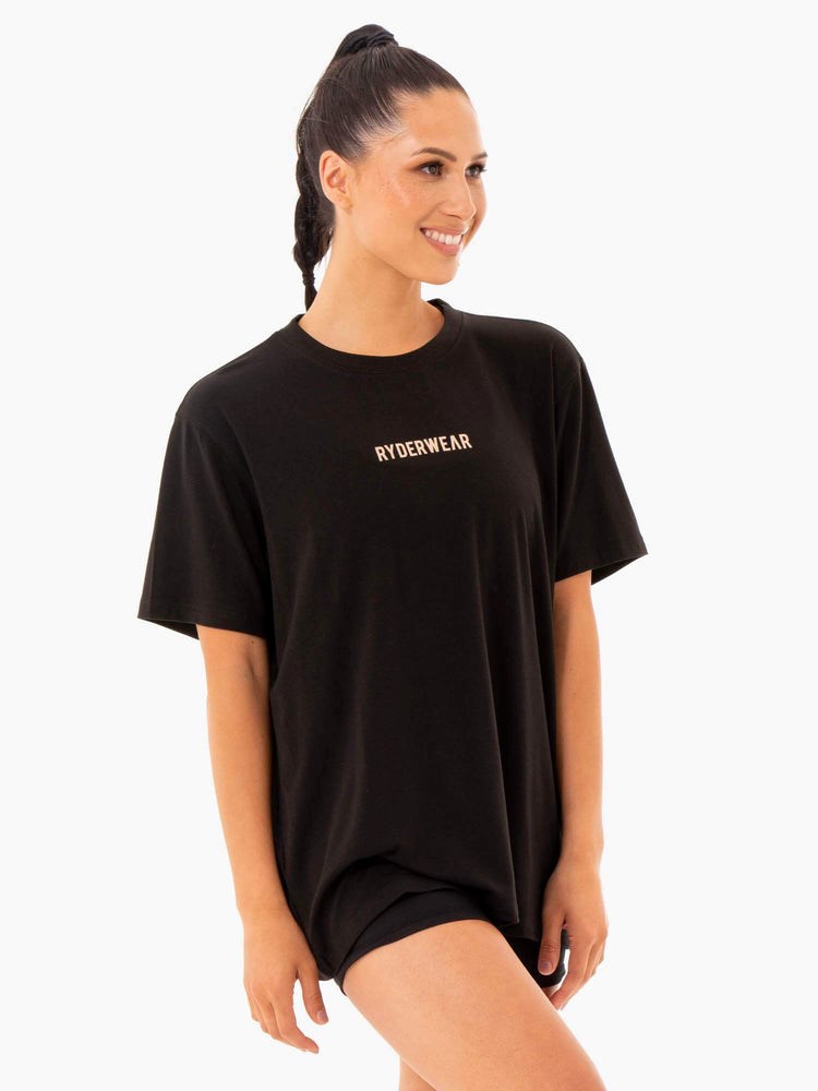 Ryderwear Define Long Line T-Shirt Czarne | OTLMRU513