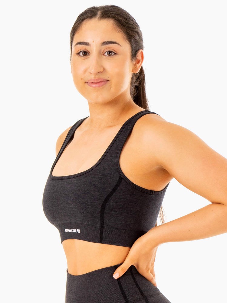 Ryderwear Enhance Seamless Sports Bra Czarne | ZFYAQW587