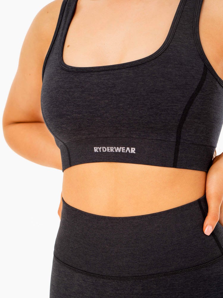 Ryderwear Enhance Seamless Sports Bra Czarne | ZFYAQW587