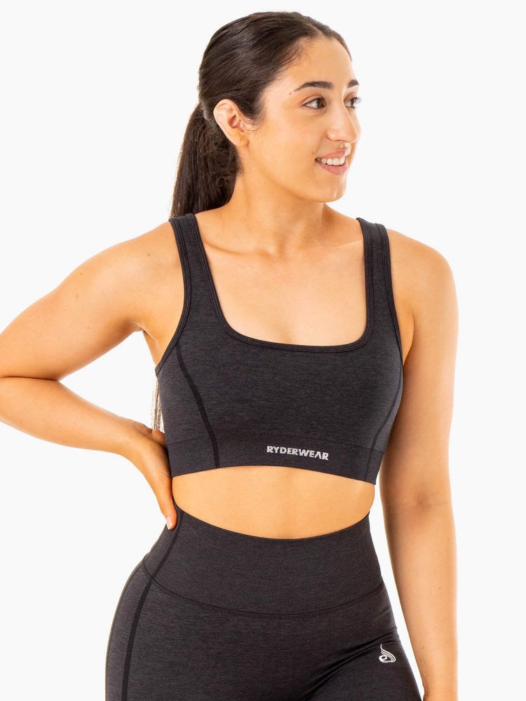 Ryderwear Enhance Seamless Sports Bra Czarne | ZFYAQW587