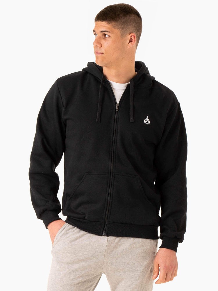 Ryderwear Essential Zip Up Jacket Czarne | IABWRK372