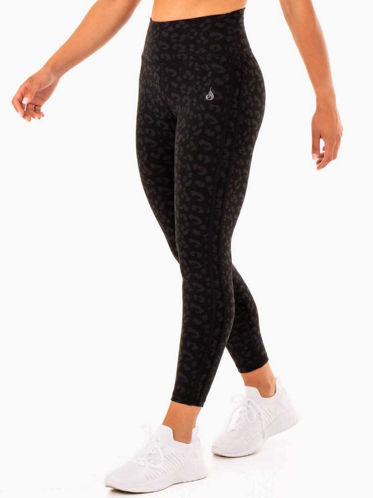 Ryderwear Evolution High Waisted Scrunch Leggings Czarne Panterka | NOPSBK023