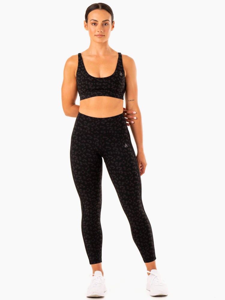 Ryderwear Evolution High Waisted Scrunch Leggings Czarne Panterka | NOPSBK023