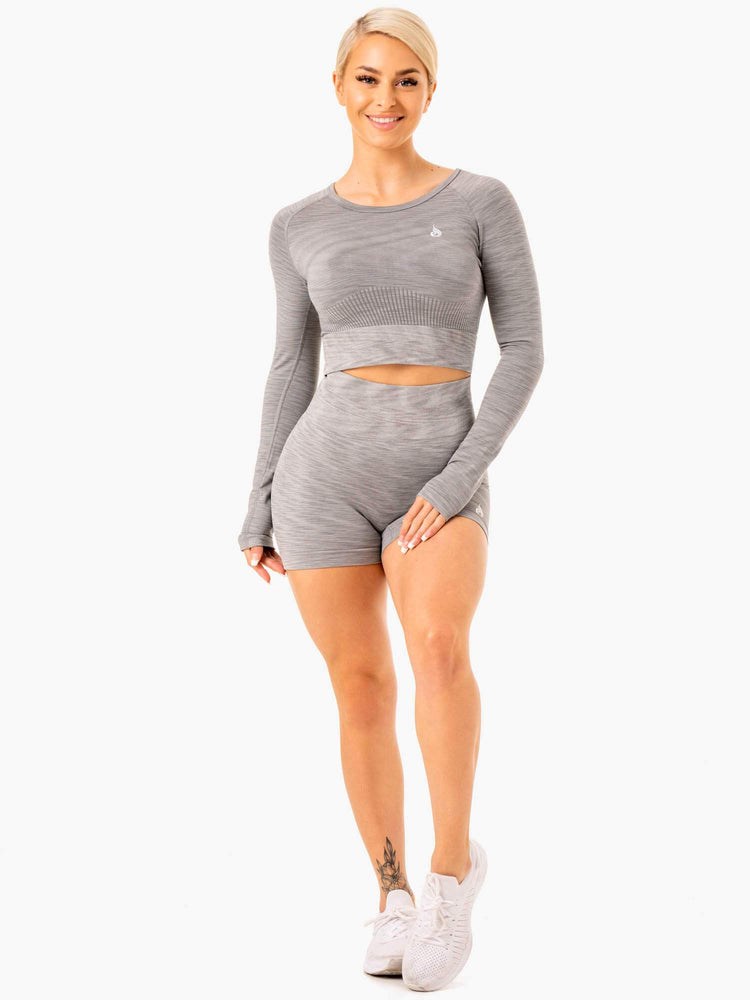 Ryderwear Evolve Seamless High Waisted Shorts Szare | PDMVLS012