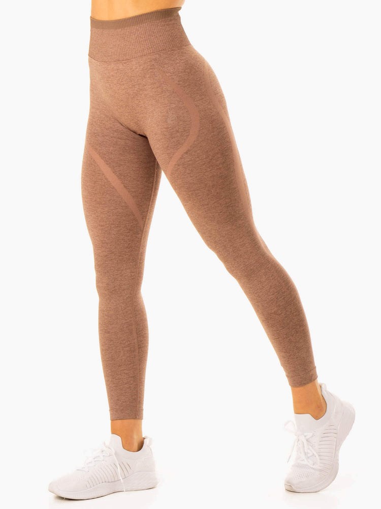 Ryderwear Excel Seamless High Waisted Leggings Mocha Marl | HXZRGY928