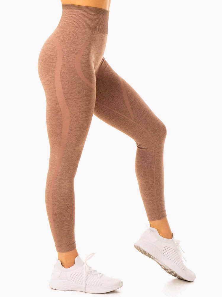 Ryderwear Excel Seamless High Waisted Leggings Mocha Marl | HXZRGY928