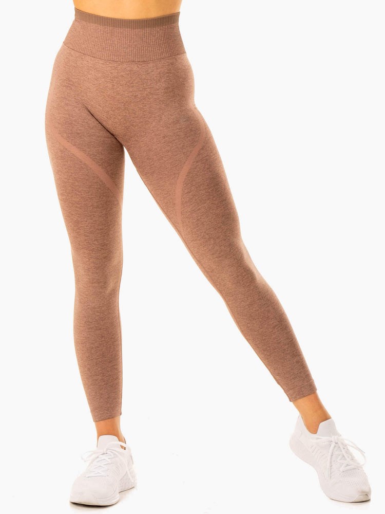 Ryderwear Excel Seamless High Waisted Leggings Mocha Marl | HXZRGY928