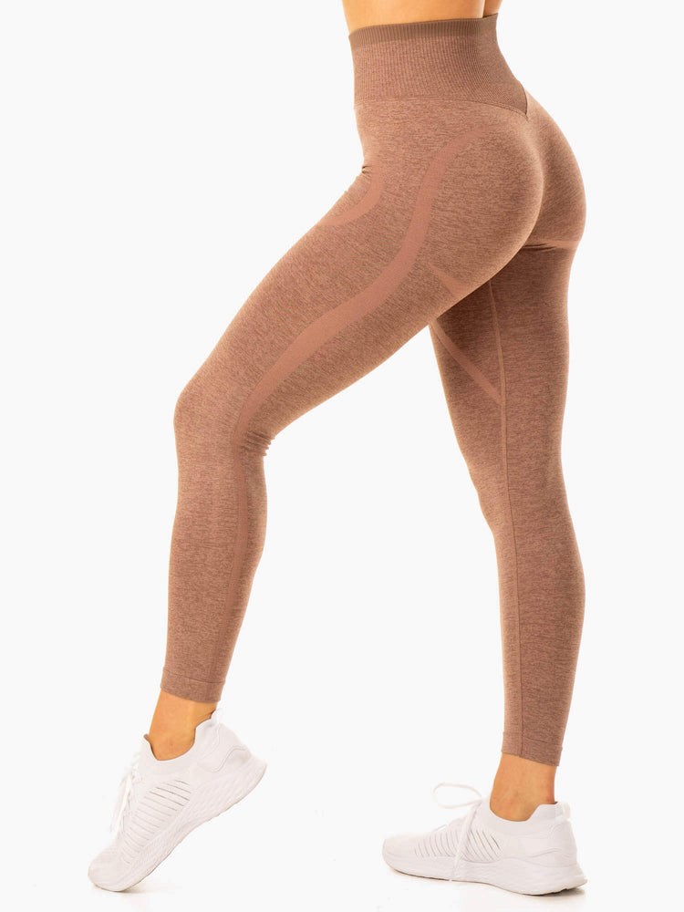 Ryderwear Excel Seamless High Waisted Leggings Mocha Marl | HXZRGY928