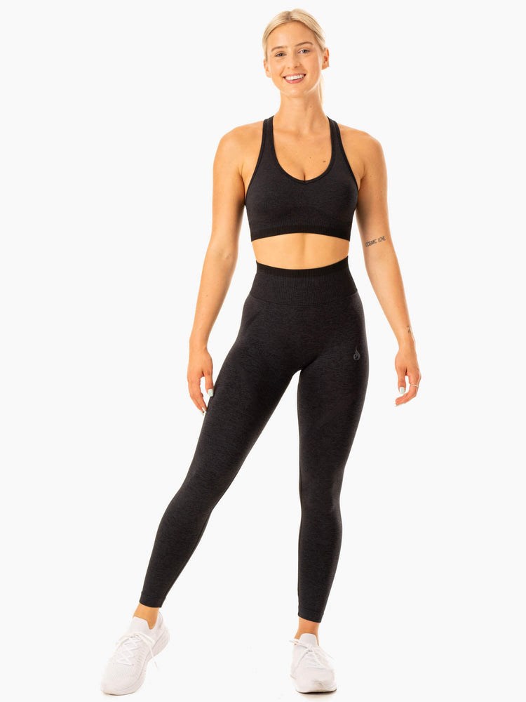 Ryderwear Excel Seamless High Waisted Leggings Czarne | SUTCIB879