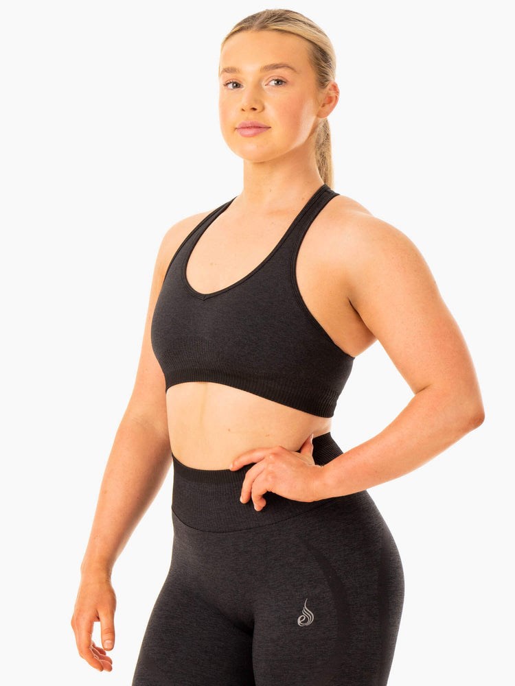 Ryderwear Excel Seamless Sports Bra Czarne | PTLNFX907