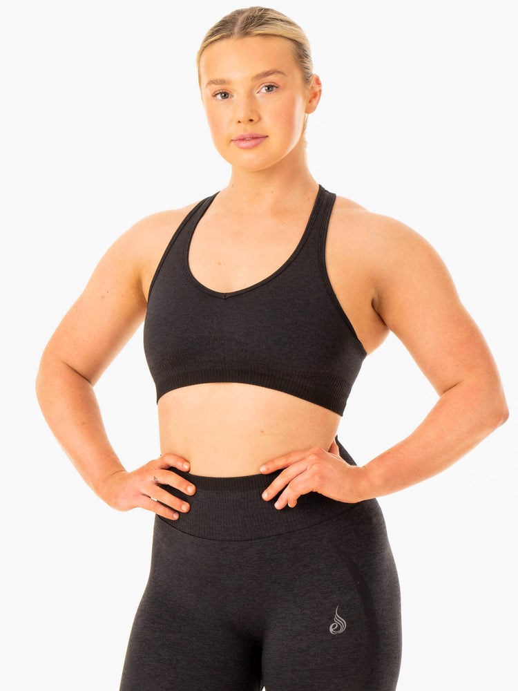 Ryderwear Excel Seamless Sports Bra Czarne | PTLNFX907