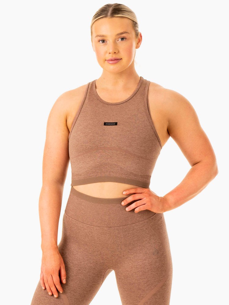 Ryderwear Excel Seamless Tank Mocha Marl | ZSROEQ534