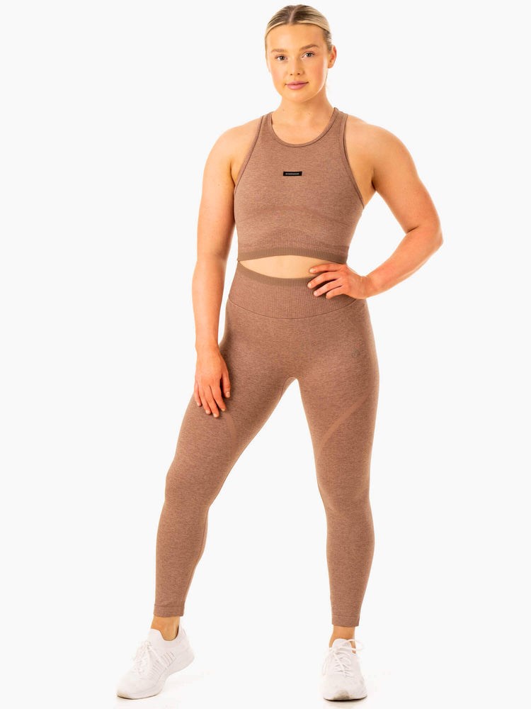 Ryderwear Excel Seamless Tank Mocha Marl | ZSROEQ534