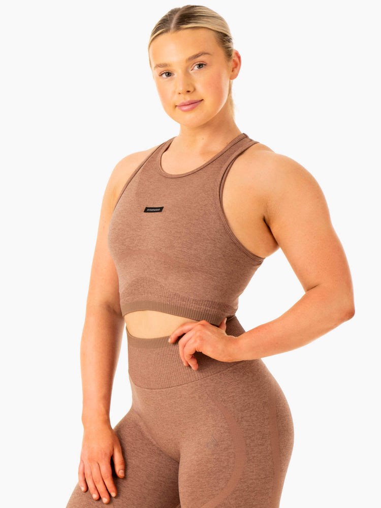 Ryderwear Excel Seamless Tank Mocha Marl | ZSROEQ534