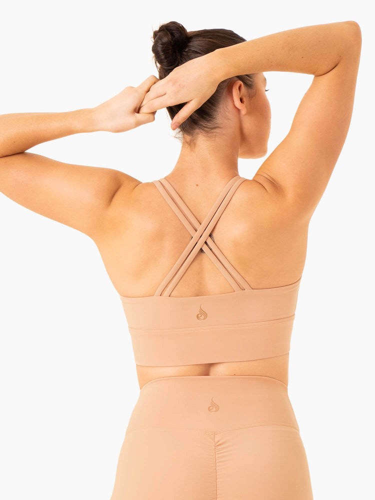 Ryderwear Flow Square Neck Sports Bra Tan | YEUKDQ275