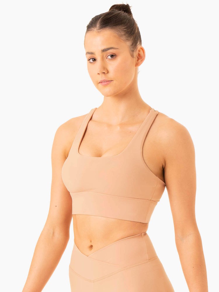 Ryderwear Flow Square Neck Sports Bra Tan | YEUKDQ275