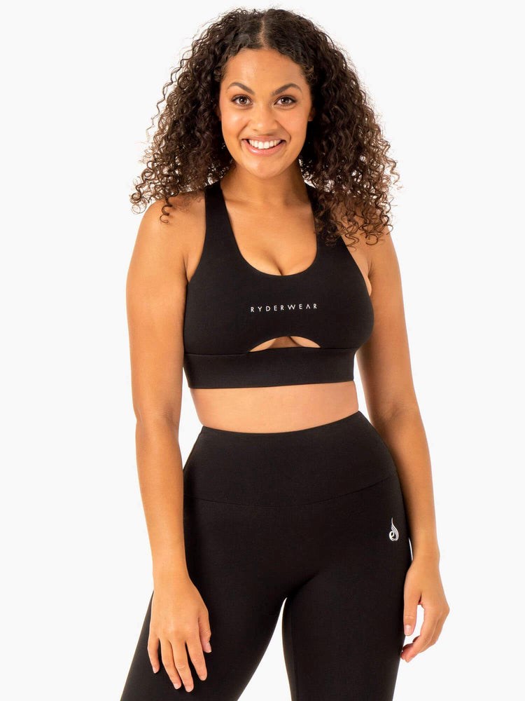 Ryderwear Focus Contour Sports Bra Czarne | PTHUEN782