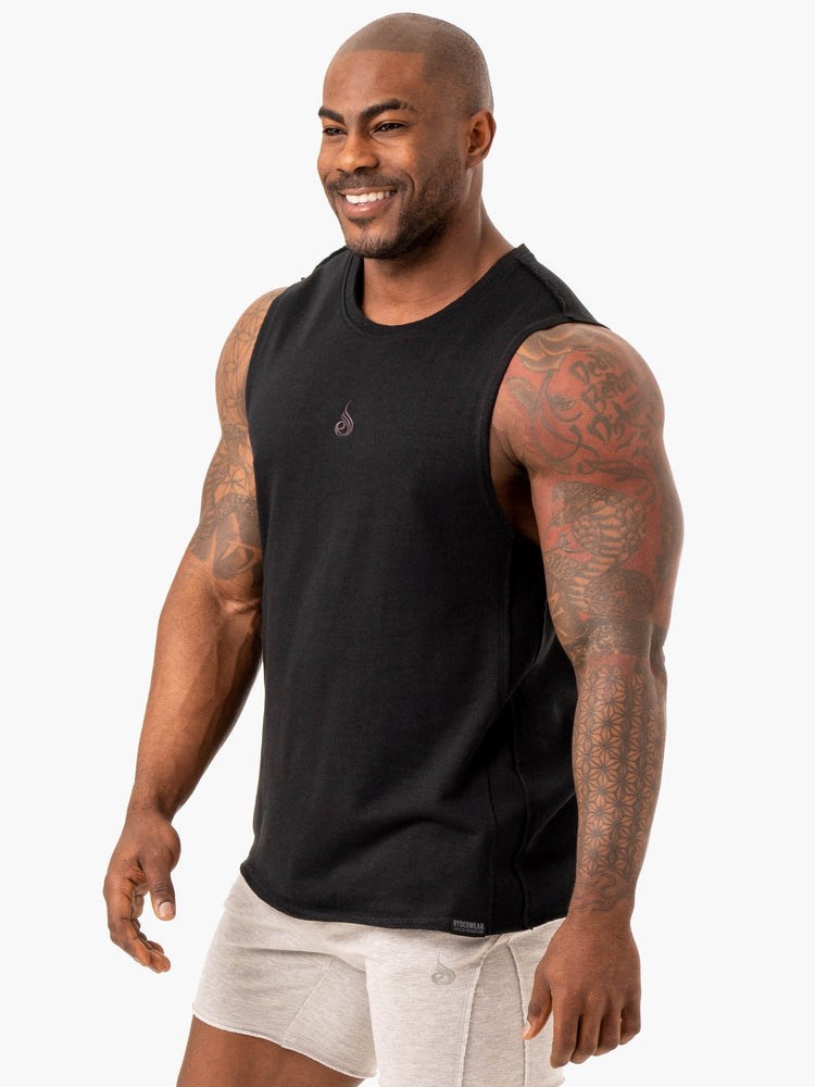 Ryderwear Force Fleece Tank Czarne | TQCGXR475