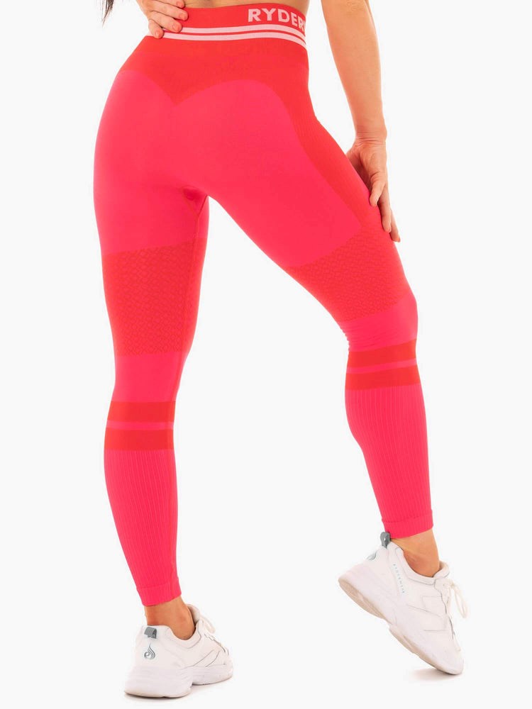 Ryderwear Freestyle Seamless High Waisted Leggings Czerwone | GCNTFY391