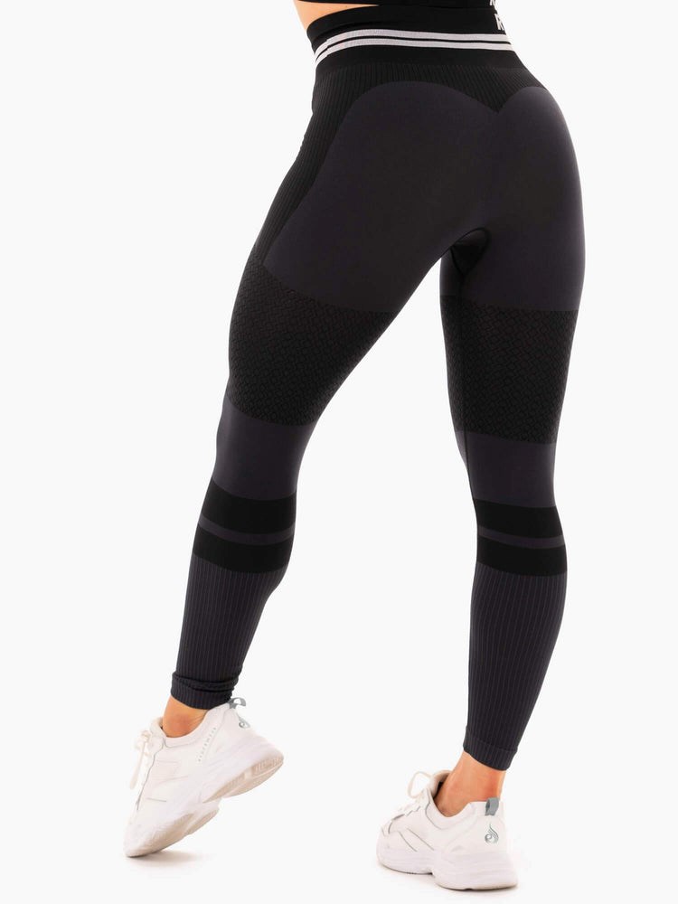 Ryderwear Freestyle Seamless High Waisted Leggings Czarne | YSBJAQ417