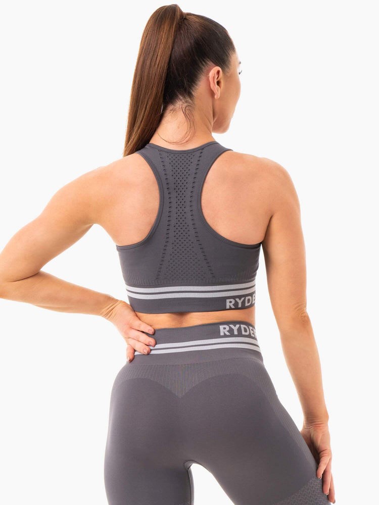 Ryderwear Freestyle Seamless Longline Sports Bra Charcoal | KCXYJR702