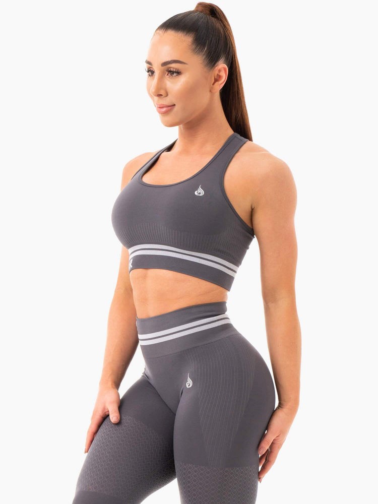 Ryderwear Freestyle Seamless Longline Sports Bra Charcoal | KCXYJR702