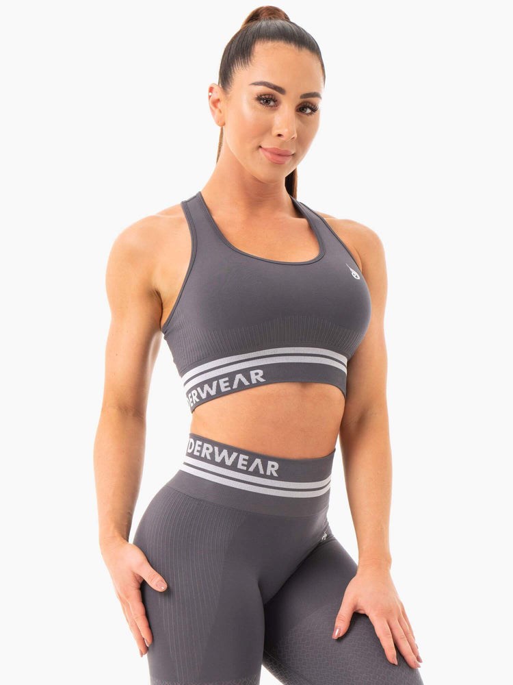 Ryderwear Freestyle Seamless Longline Sports Bra Charcoal | KCXYJR702