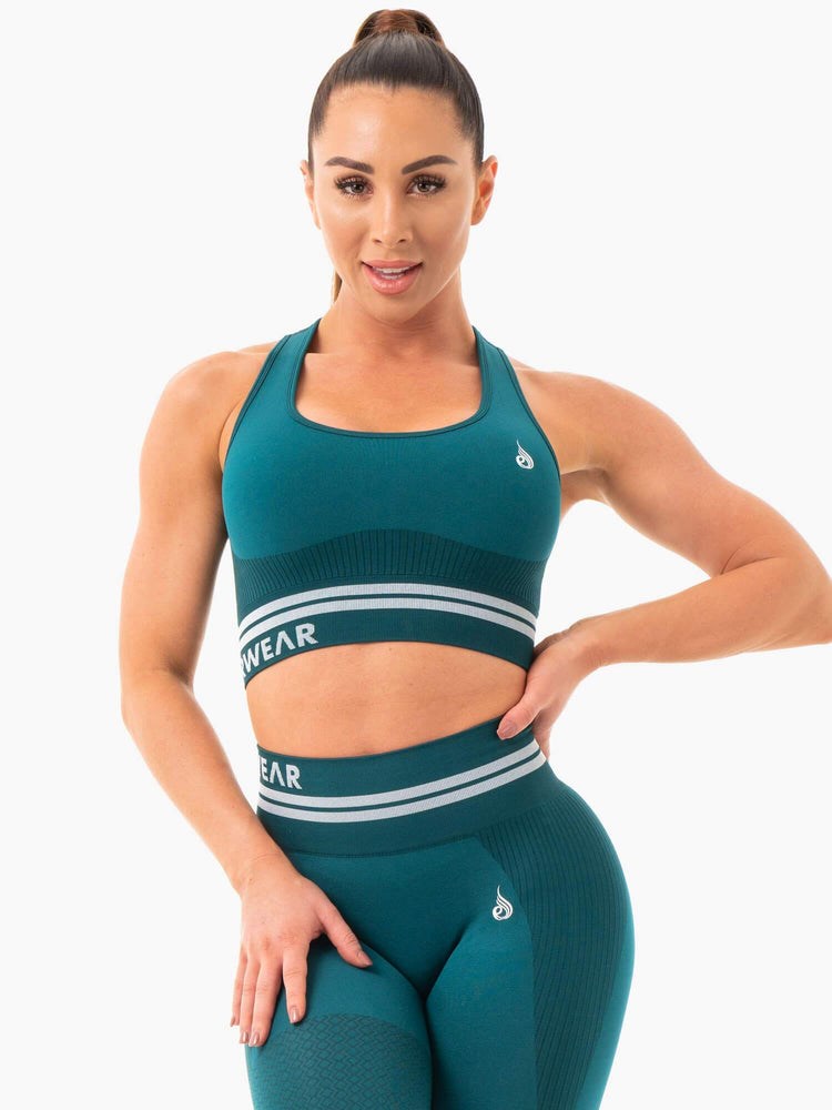 Ryderwear Freestyle Seamless Longline Sports Bra Zielone | MKLDQF376