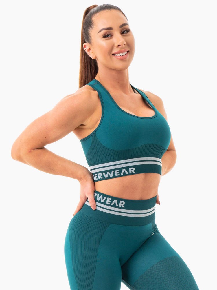 Ryderwear Freestyle Seamless Longline Sports Bra Zielone | MKLDQF376