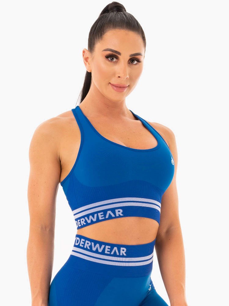 Ryderwear Freestyle Seamless Longline Sports Bra Niebieskie | RCVGBH240