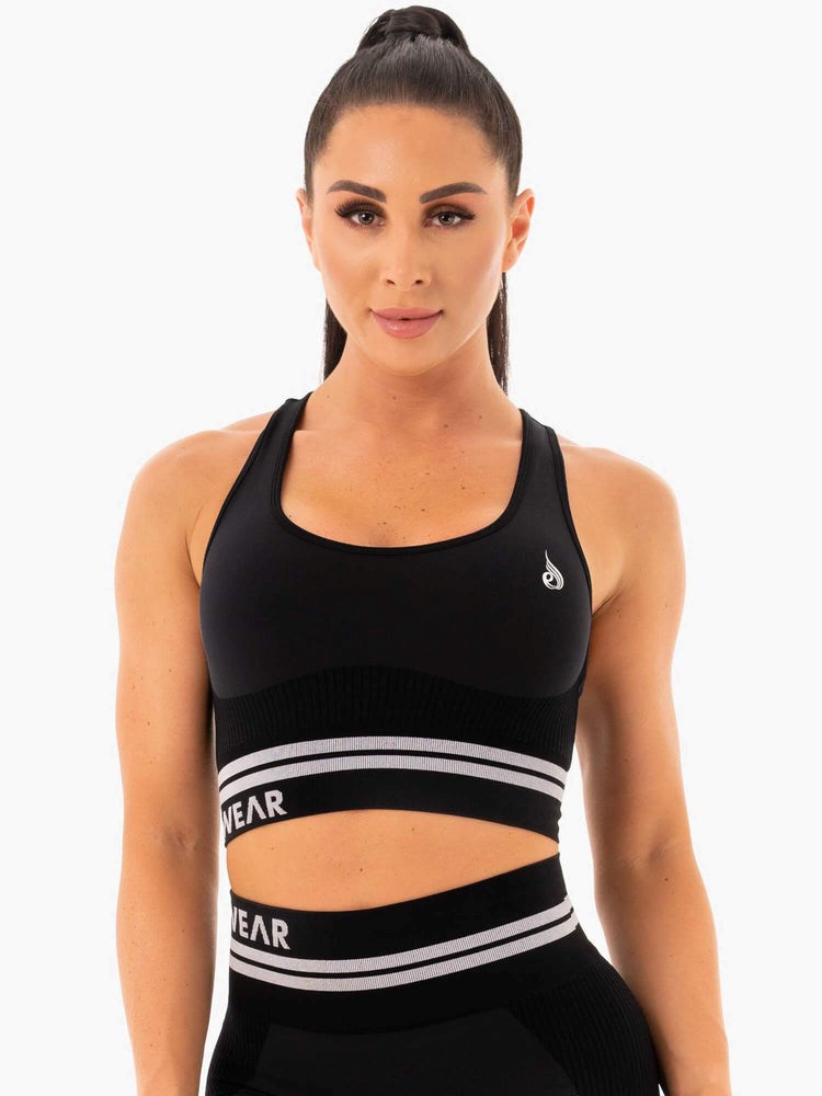 Ryderwear Freestyle Seamless Longline Sports Bra Czarne | ZNBLRO420