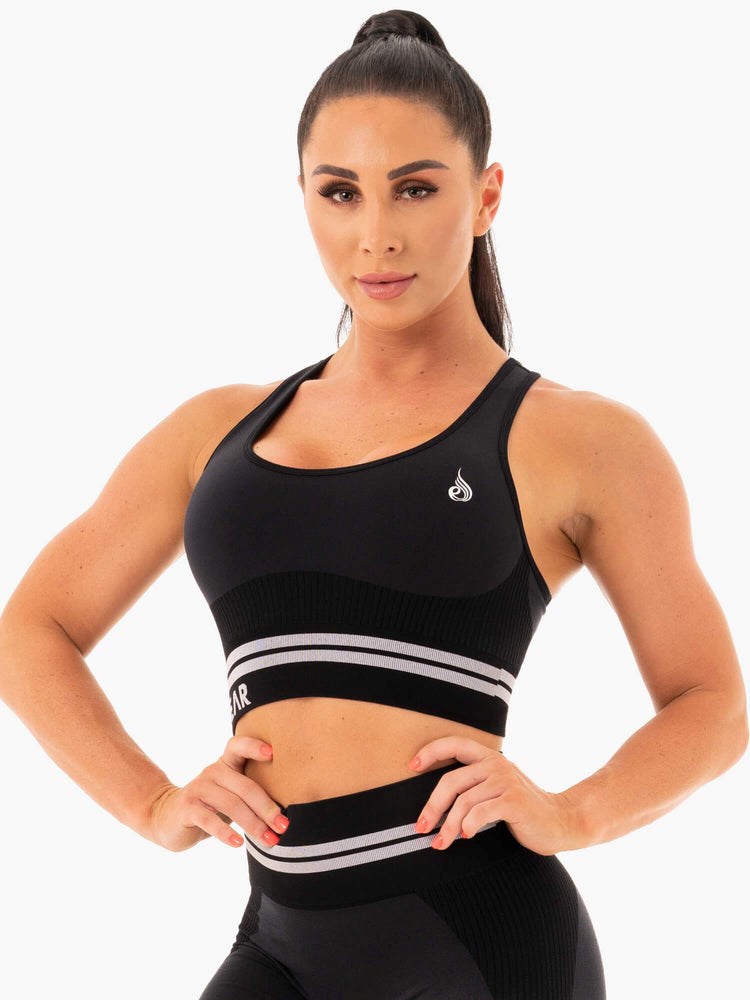 Ryderwear Freestyle Seamless Longline Sports Bra Czarne | ZNBLRO420