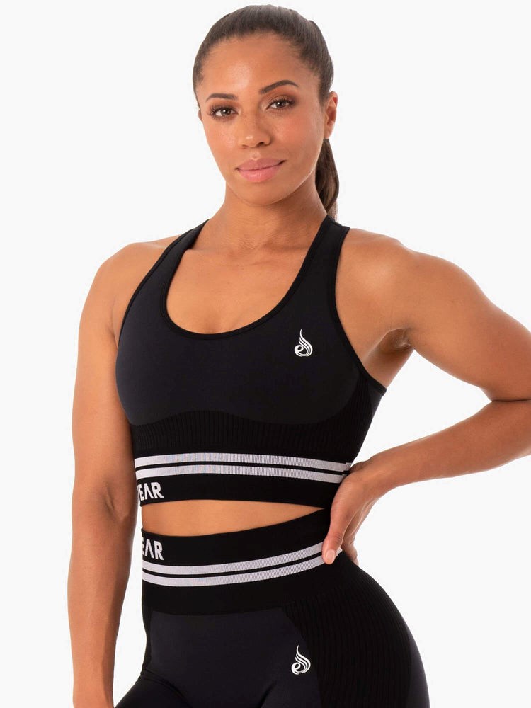 Ryderwear Freestyle Seamless Longline Sports Bra Czarne | ZNBLRO420